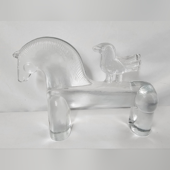 Kosta Boda Other - Kosta Boda Noah Series Horse and Bird Glass Figure Bertil Vallien Sweden MCM